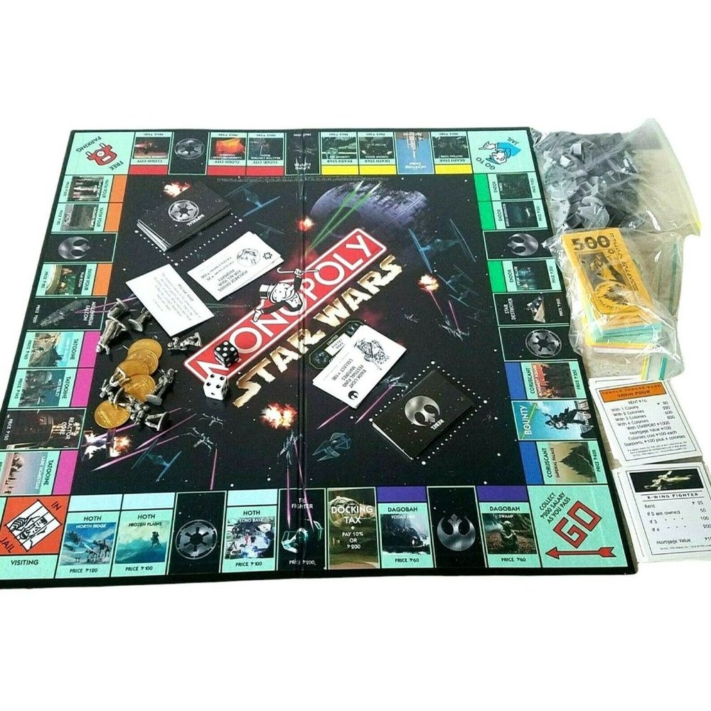 Star Wars MONOPOLY 1996 Limited Collectors Edition Pewter Tokens Brass Coins